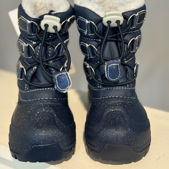 Member's Mark Snow Winter Rain Boot, Faux Fur-Lined Blue Sparkle Kids Sz 7/8 - Picture 3 of 8